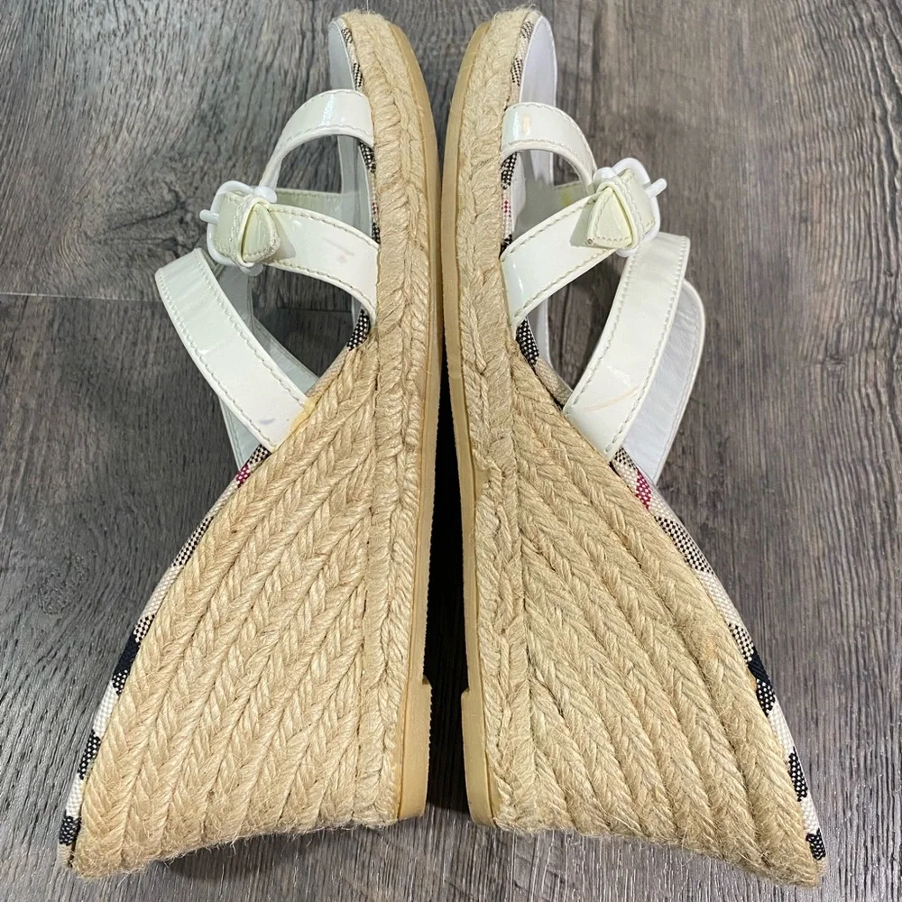 BURBERRY Wedge Patent Leather Espadrille Sandals - Picture 5 of 8